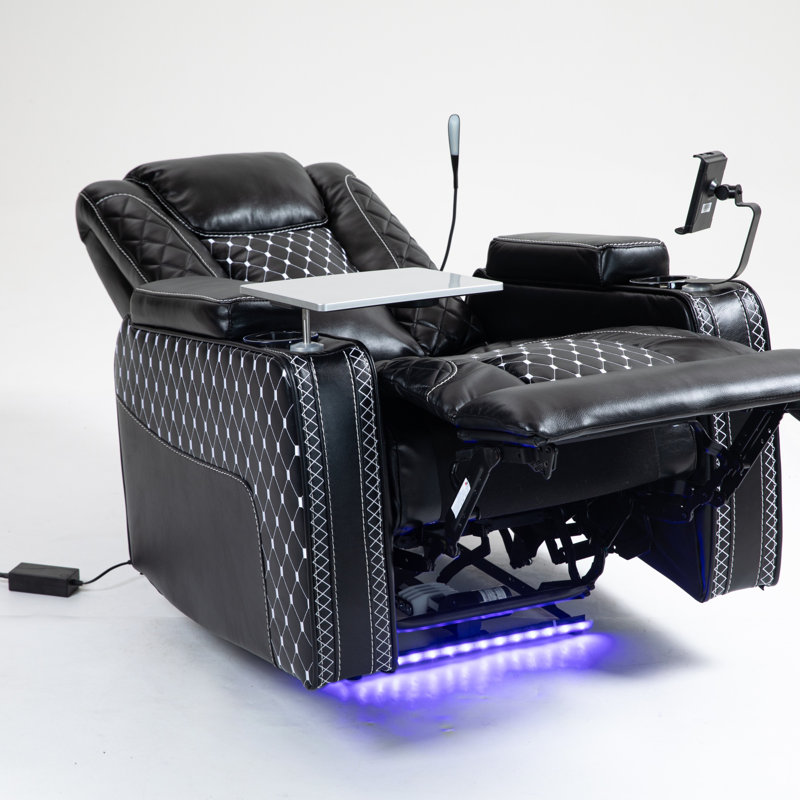 Power Zero Gravity Recliner With Multifunctional Features - Storage Armrest & Cup Holder - Laptop Table & Phone Holder- Reading Light & Led - Infinite Position Recline For Living Room & Office