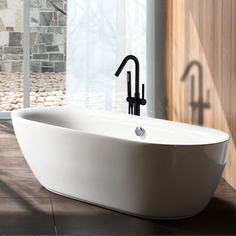 Robinet de baignoire autoportant en métal avec douche à main - 44,62 po Profondeur, 8,01 de largeur, 7,18 de hauteur de jet complet pour salle de bain et salle de bain fiable