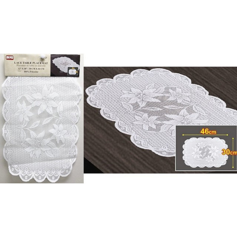 (12 x 18 po) napperon en dentelle - blanc
