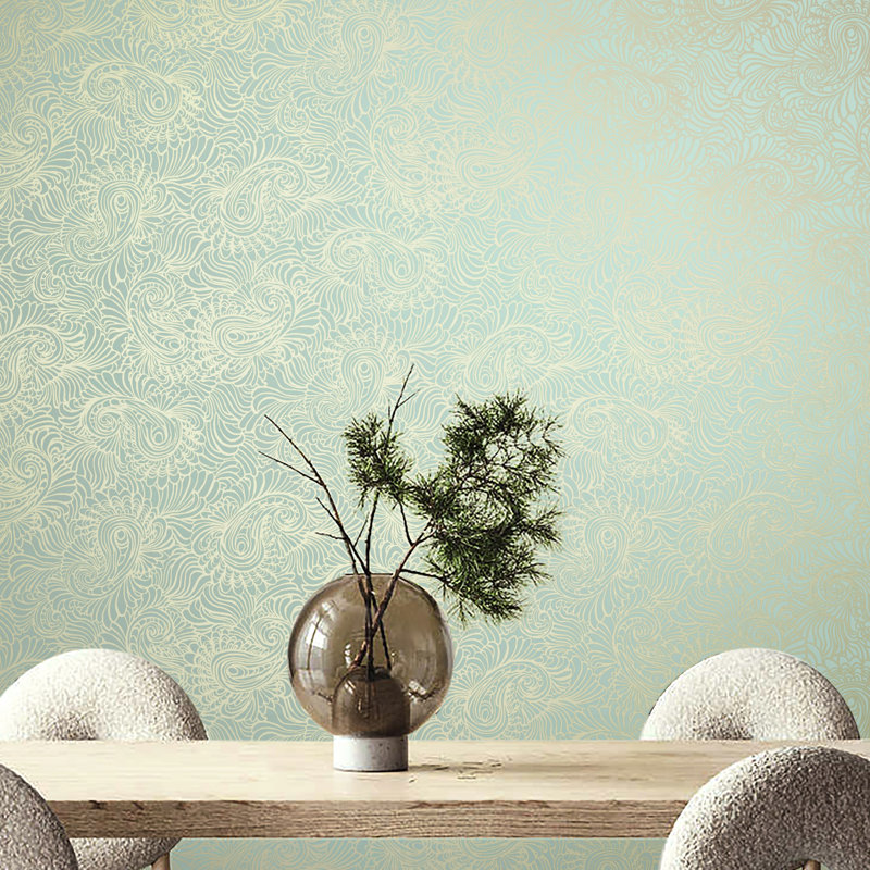 Rouleau de fleurs à motif cachemire, Vert/brun