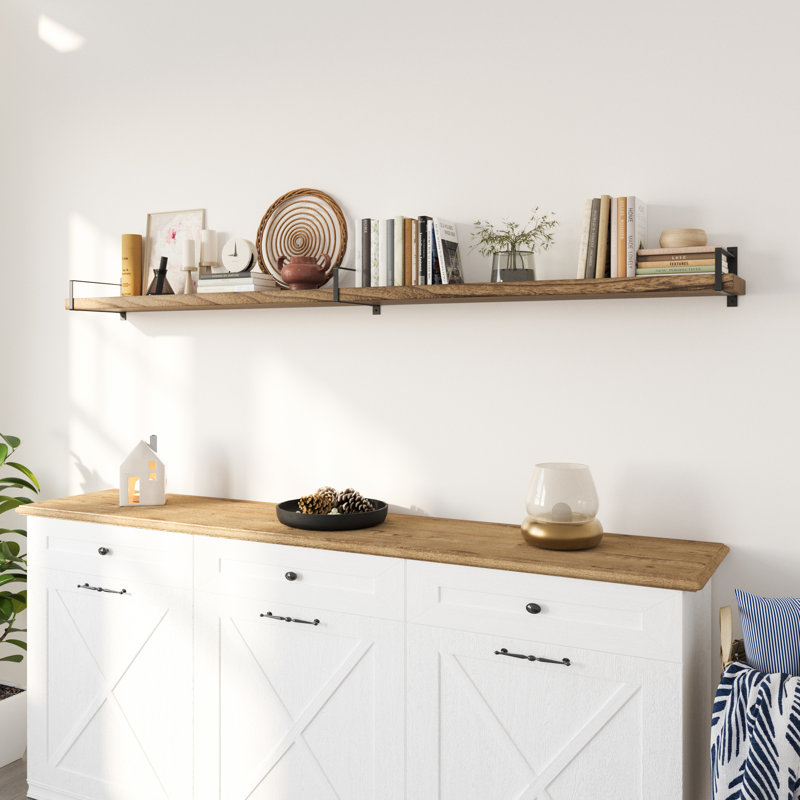 9.25" Floating Shelf For Living Room, Hanging Shelf With Heavy Duty Brackets, Office Shelf, Farmhouse And Boho Decor, Burnt, 1pc