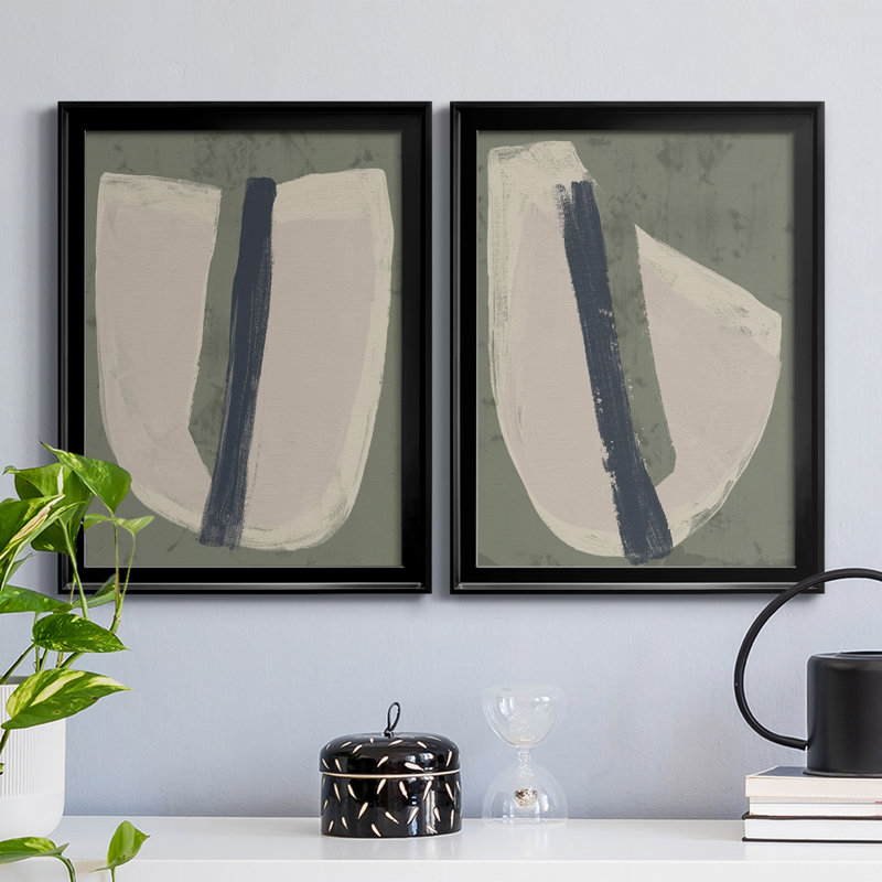 «Paper Slice III», ensemble de 2 peintures sur toile encadrées, H 30,5 po x l 22,5 po x P 1 po, Noir