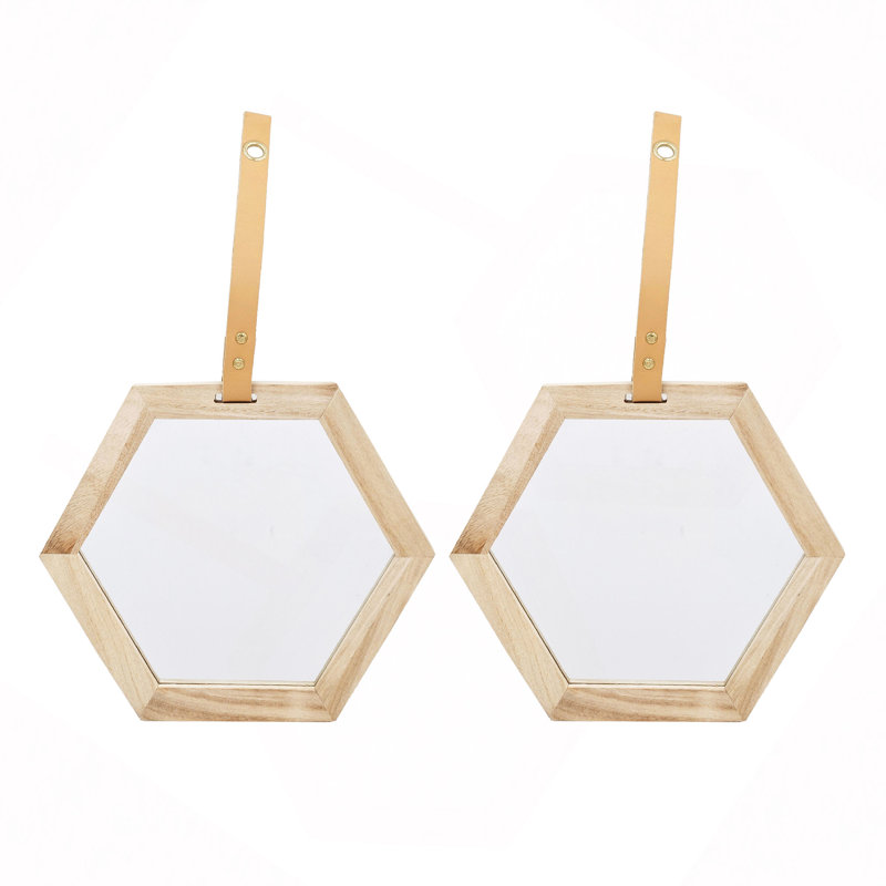 Harlan Hexagon Mirror, 2 Pieces Wall Accent, 11x10"