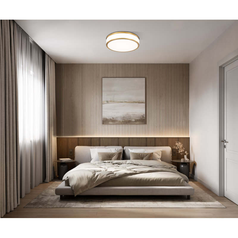 Plafonnier encastré 1 lumière Cispus, Or, H 3,5 po x l 16 po x P 16 po