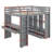 Jeneya Full Size Loft Bed with Large Shelves, Writing Desk and LED Light-426831511