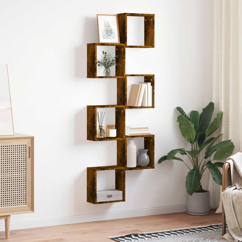Wall Cube Shelves 6 Pcs 30X15x30 Cm, Smoked Oak
