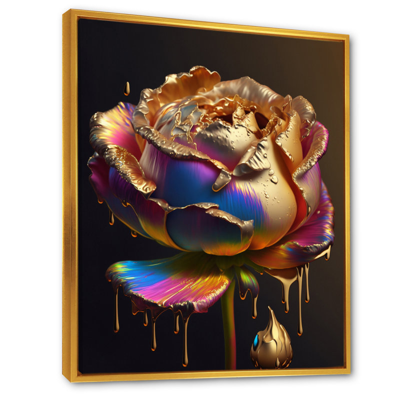 «Larra Rainbow Peony», impression sur toile, H 20 po x l 12 po x P 1 po, Cadre flottant doré