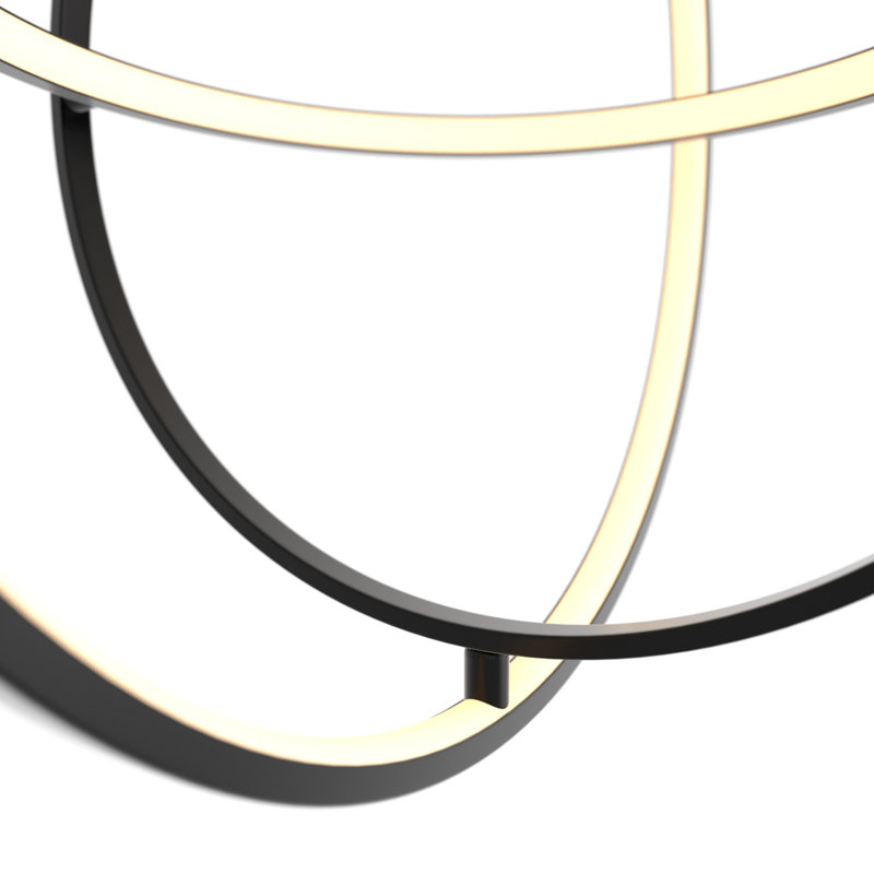 Luminaire suspendu géométrique moderne à 1 lumière à intensité variable en noir mat avec abat-jour acrylique givré Caitylyn