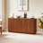 Vertical Stripe Buffet Cabinet with Curved Wave Design and Ample Storage-1113937804