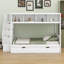 Lit superposé avec tablettes, escalier de rangement et 2 tiroirs-327185021
