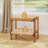 Rattan 2-Tier End Side Table with Tempered Glass Top Acacia Wood Legs