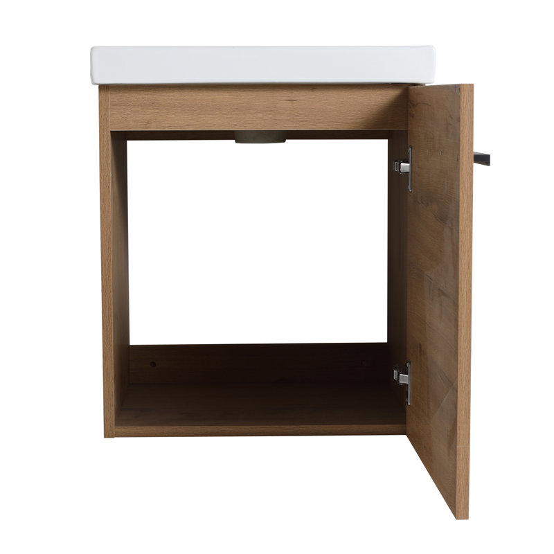 Aether 18" Wall-Mounted Single Bathroom Vanity Set, Floating Bathroom Vanity with Ceramic Basin Sink Top, 1 Door