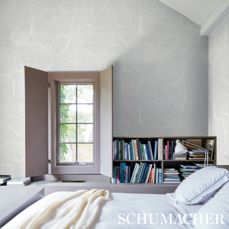 Schumacher x Porter Teleo Filigree Wallpaper, Stone