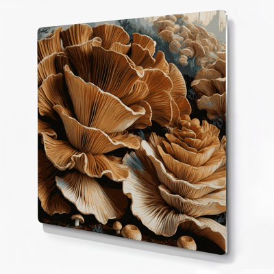 Vegetables Maitake Mushroom Brown Metal Wall Art
