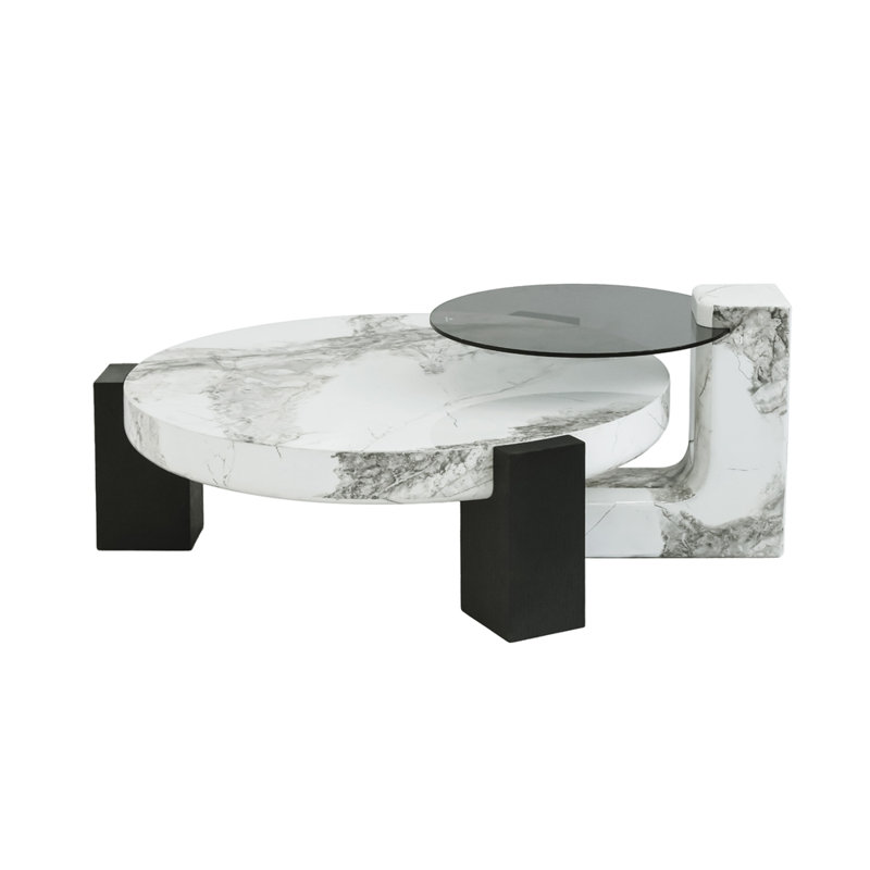 White Coffee Table with Side Table