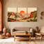 «Landscape & Nature Desert Landscape Sunset Cactus Reflection Mountains Sky Birds», ensemble de 3 impressions sur toile-893969918