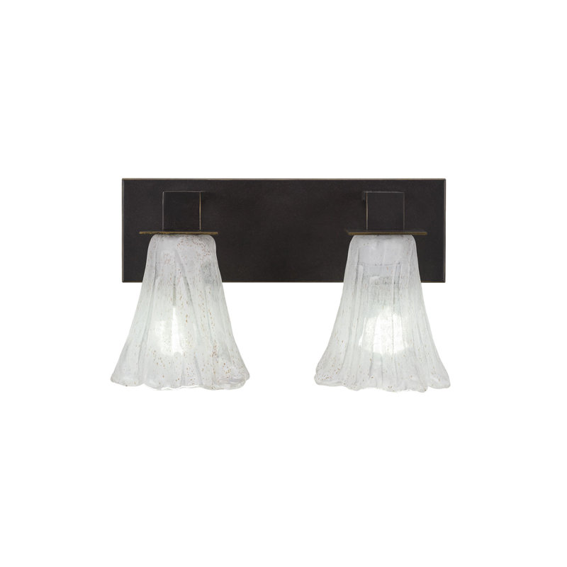 Quattrucci 2 Light Bath Bar Shown In Dark Granite Finish With 5.5" Fluted Crystal Glass, Dark Granite, Fluted Italian Ice