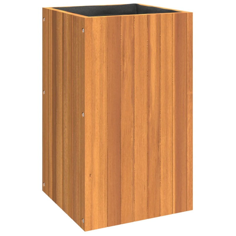 Millwood Pines Garden Planter Solid Wood Acacia, 23.6" H x 13.8" W x 13.8" D