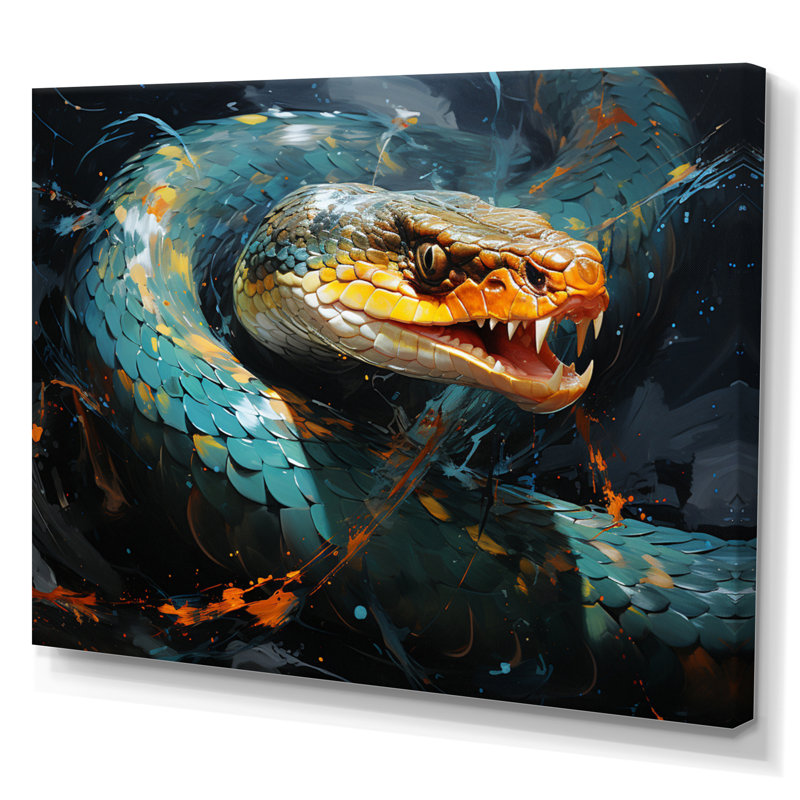 Emerald Snake Intertwining " Emerald Snake Intertwining ", Wrapped Canvas, 12" H x 20" W x 1" D