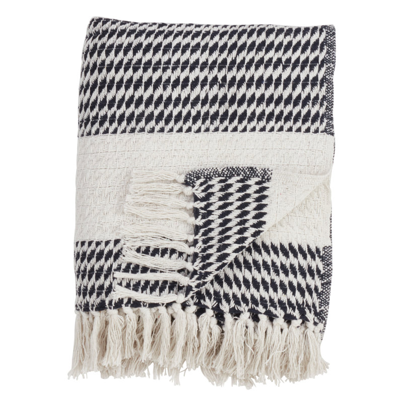 Sevan Collection Hand Woven Throw Blanket, Navy Blue