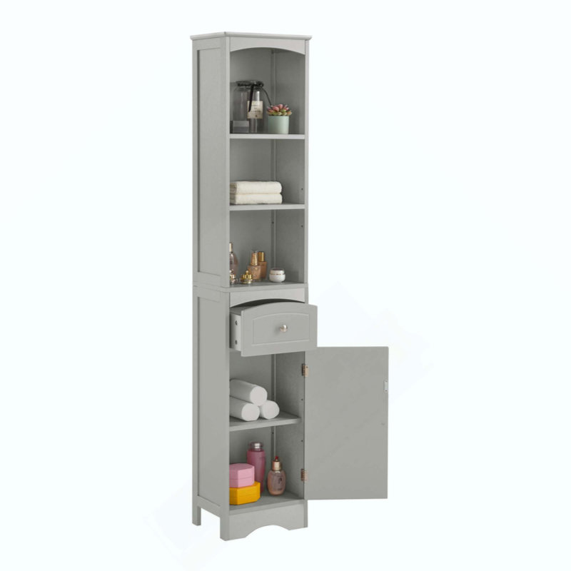 Armoire de rangement de 66,9 po de hauteur avec tiroir et tablette réglable, Grey