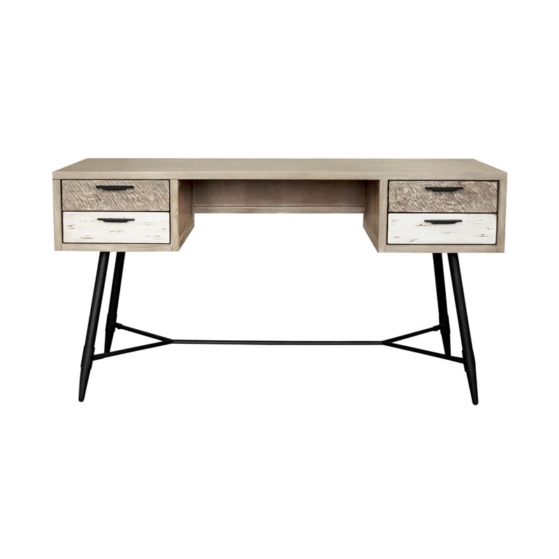 Solid Wood Steel Computer Desk