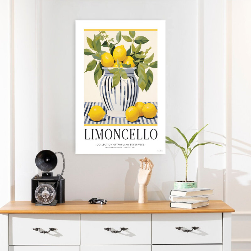 Limoncello, art abstrait de fruits contemporain, H 24 po x l 16 po