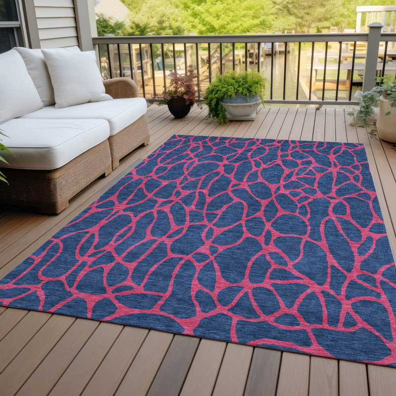 Tapis intérieur / extérieur bleu Elowira , 3 pi x 5 pi
