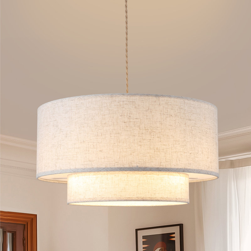 Lustre ferme en lin 3 lumières