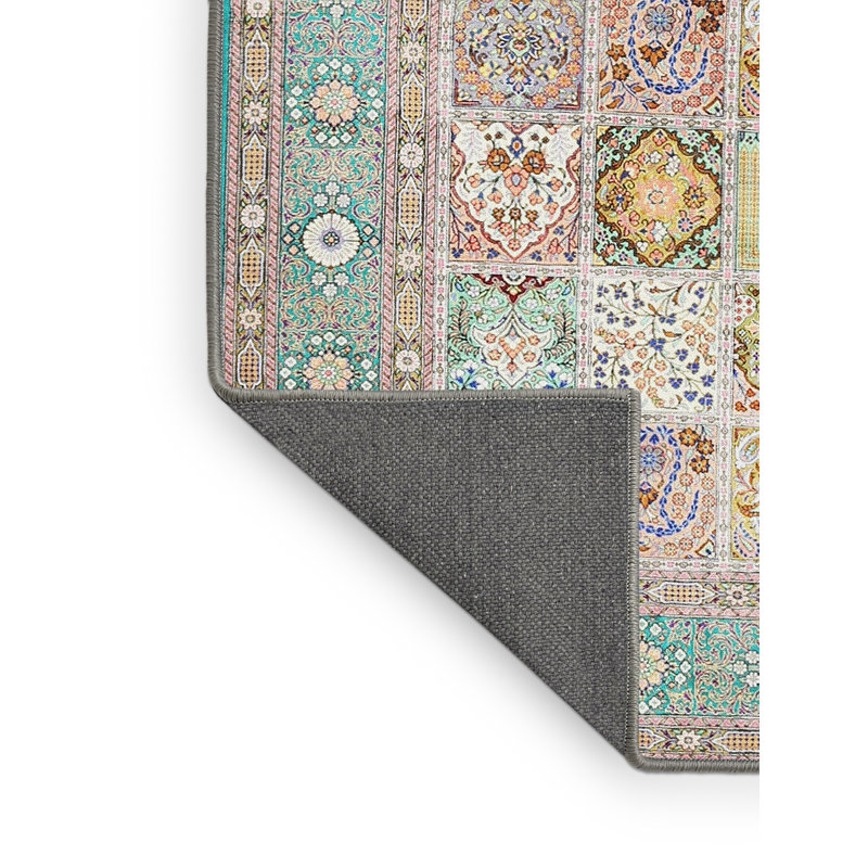 Tapis bleu / vert / mauve Kalyan, Rectangle 7 pi x 10 pi