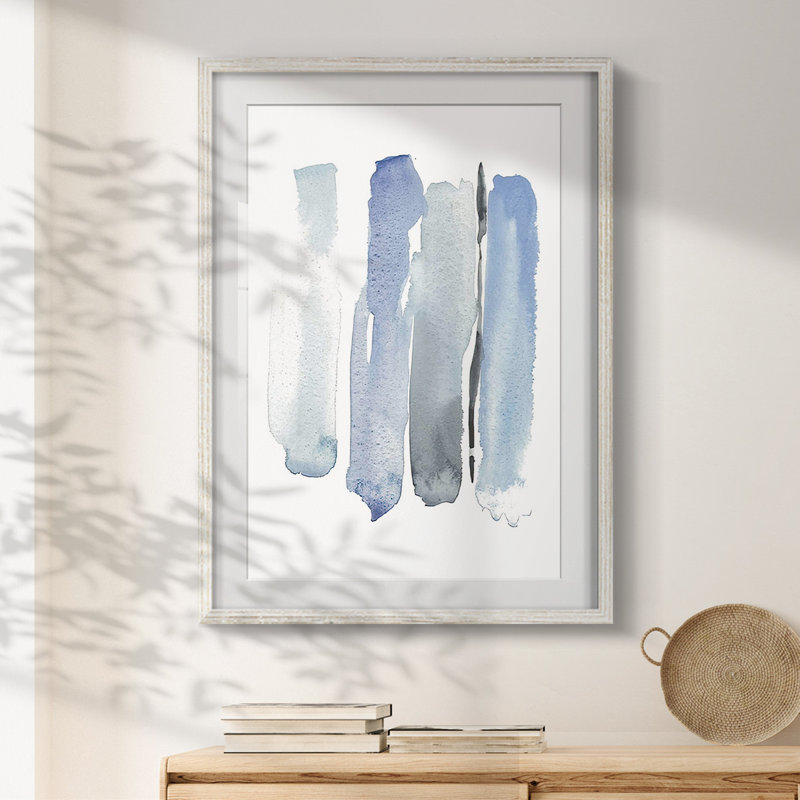 Blue Streak I - impression encadrée, H 28,5 po x l 20,5 po, Blanc
