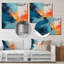 «Blue and Orange Paint Expression 3», art mural abstrait en métal-523825427