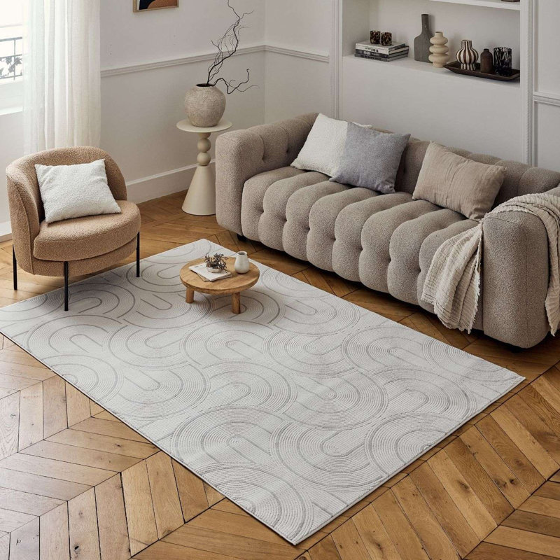 Carmel Modern Arc Cream/Grey Area Rug, Rectangle 80 x 150 cm