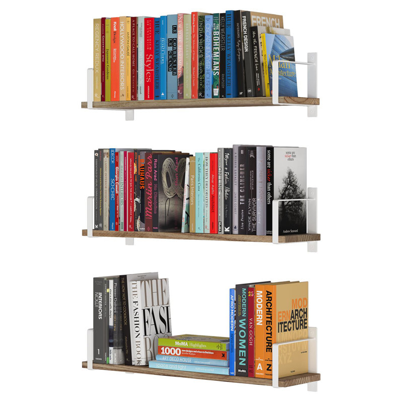 Ternate 3 Piece Bracket Shelf, White, 6" H x 24" W x 6.3" D