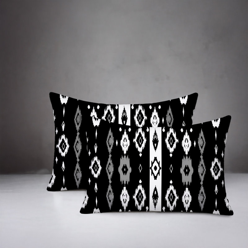 Oreiller réversible intérieur / extérieur Nita, 25 x 18, Noir