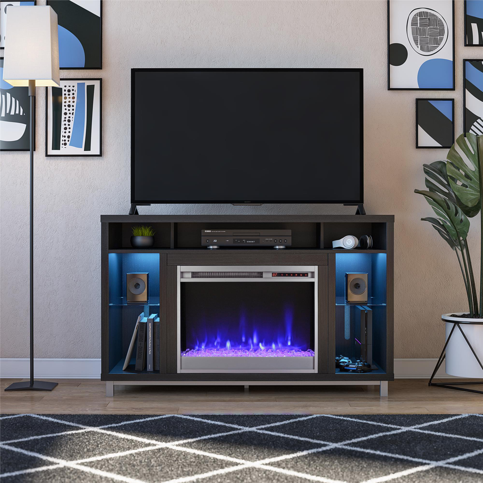 Latitude Run Townley TV Stand for TVs up to 48 with Fireplace Included Wayfair TV Stands Entertainment Centers