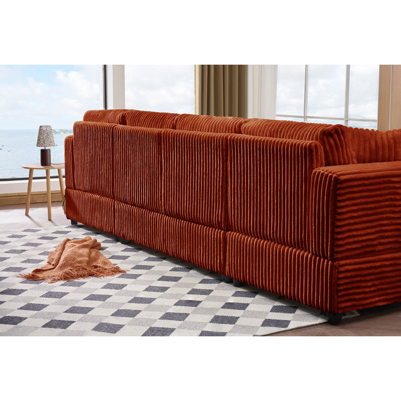 WIXIDIEL 4 Seat U Sectional Couch | 110'' Corduroy Sofa