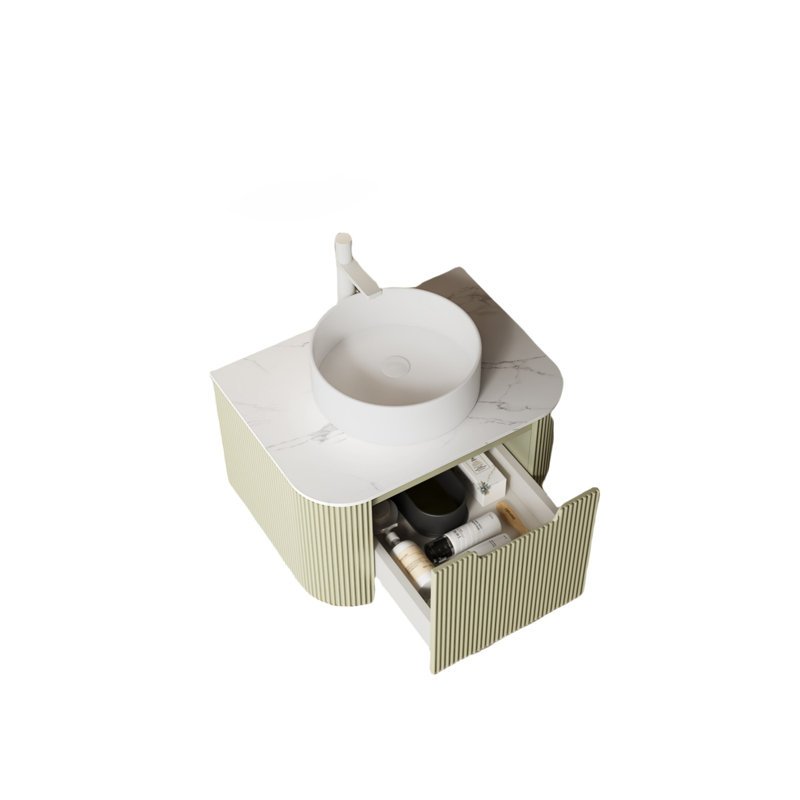 Meuble-lavabo de salle de bain avec lavabo, Vert clair