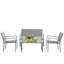Ensemble de conversation d'extérieur en polyester enduit de PVC avec métal pour 4 personnes avec causeuse, chaises et table en verre Ataïque-1080209604
