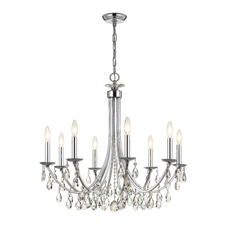 Lustre unique à 8 lumières Mahone, Strass Swarovski, Or antique