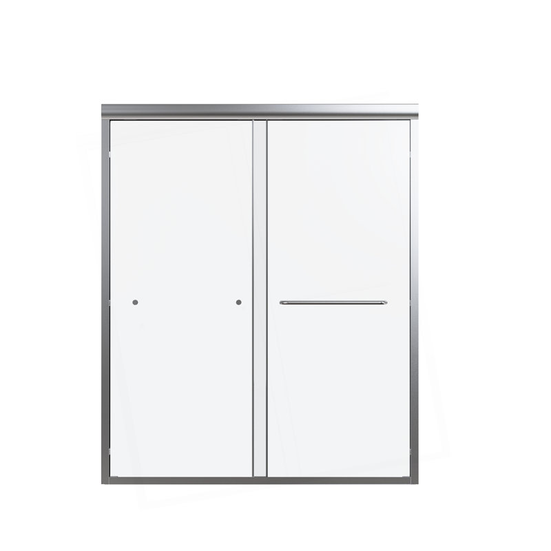 56"-60"W*72" H Semi-Frameless Double Sliding Shower Door, Bypass Shower Door, 1/4" (6Mm) Thick SGCC Tempered Glass Door