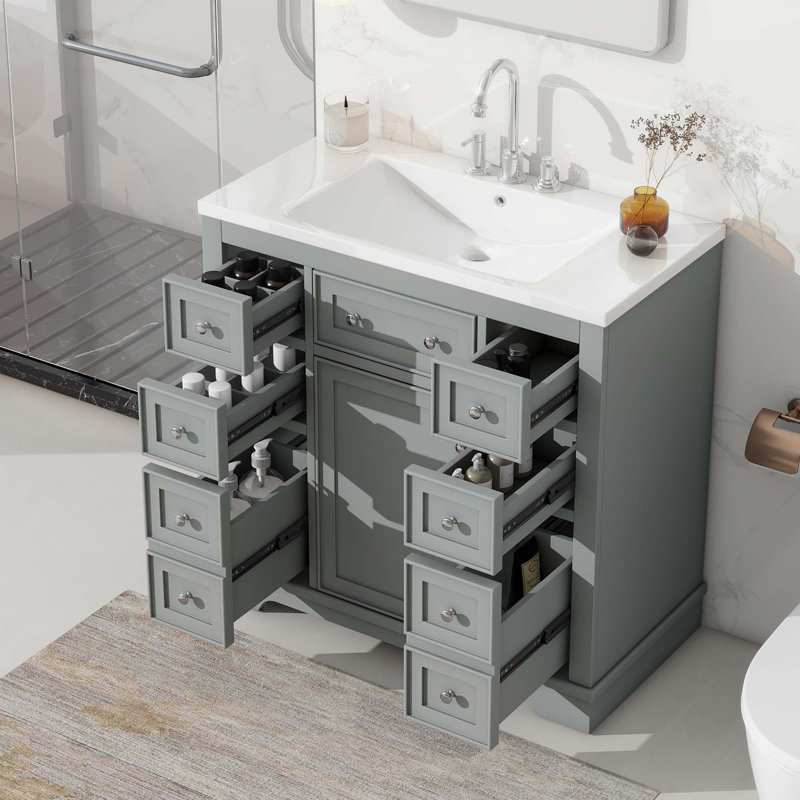 Meuble-lavabo 36 po avec lavabo, Gris