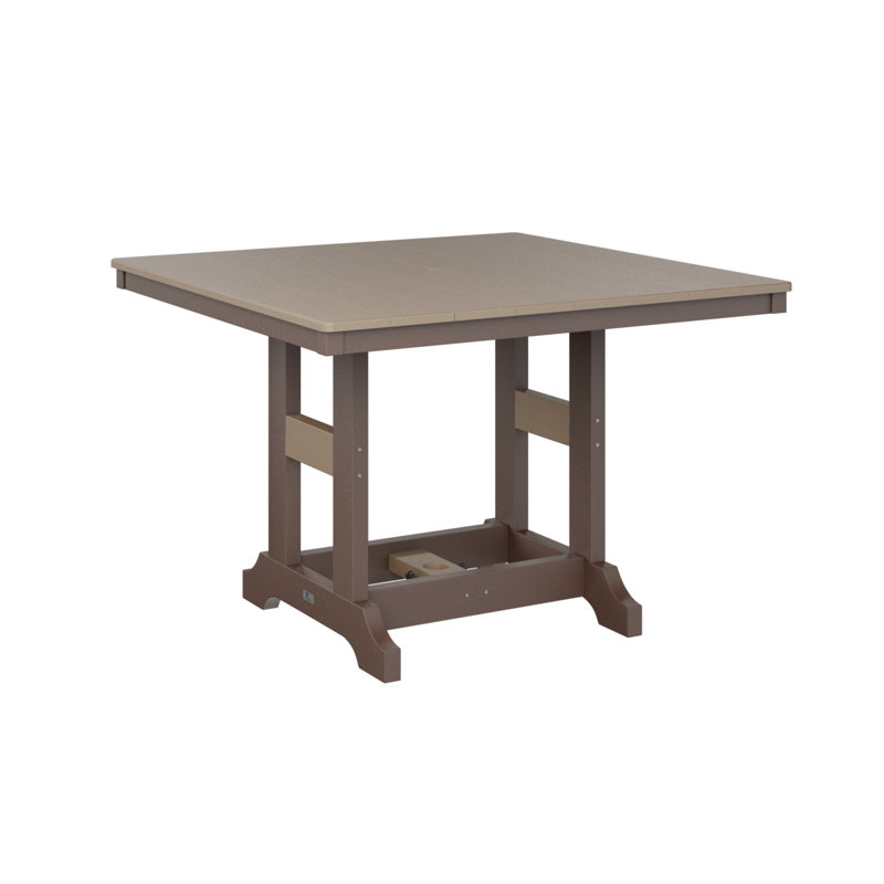 Garden Classic Outdoor Square Bar Table, Chocolate Brown, Weatherwood