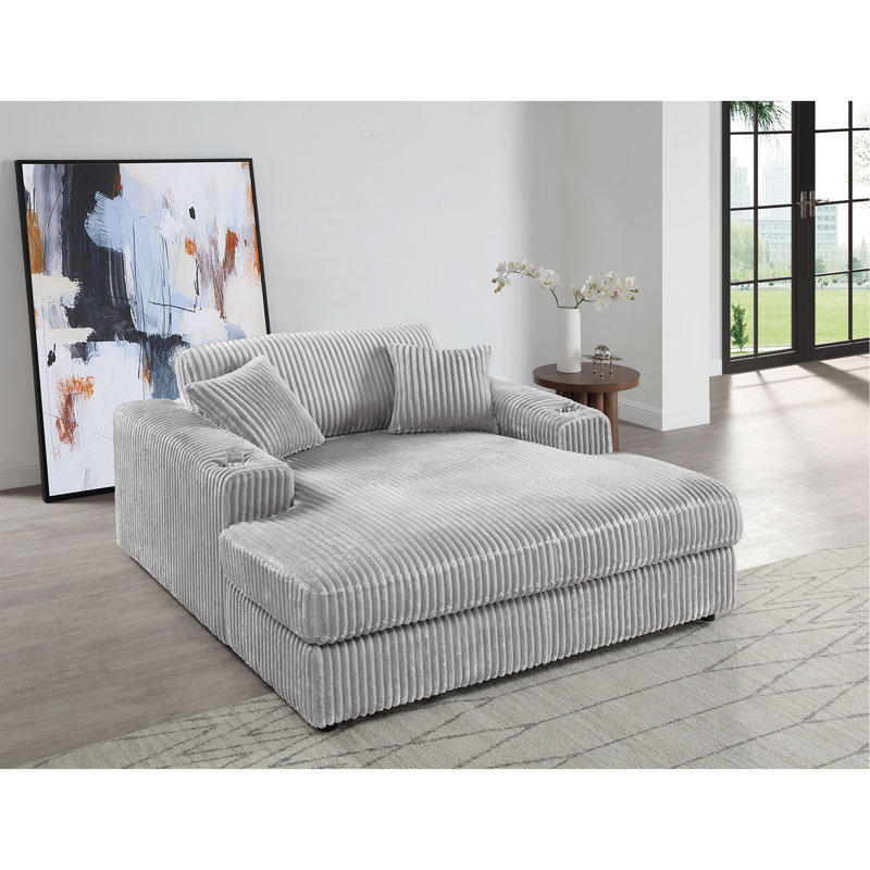 Chaise en velours côtelé avec 2 coussins