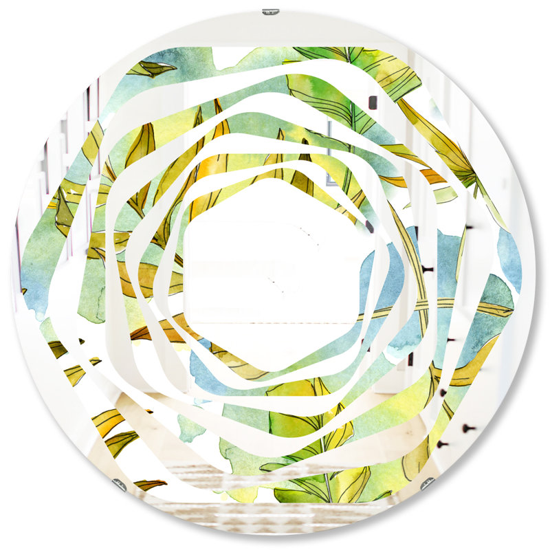 Miroir mural Coastal, H 31,5 po x l 31,5 po, Feuillage tropical tourbillonnant