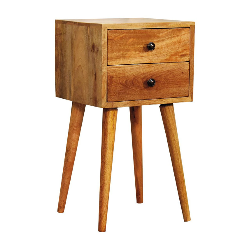 11.81'' W Solid Wood Nightstand, Tan