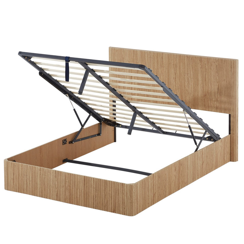 Base de lit de rangement hydraulique Lift Up, Beige, Grand lit