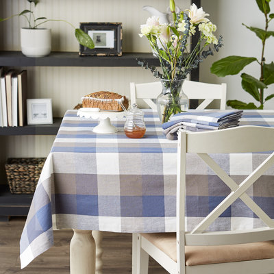 Betzabet Checkered 100% Cotton Round Tablecloth