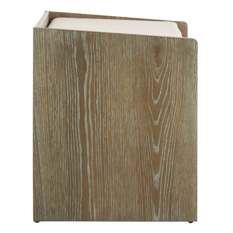Percy Transitional 34'' Beige Linen and Rustic Oak Storage Bench