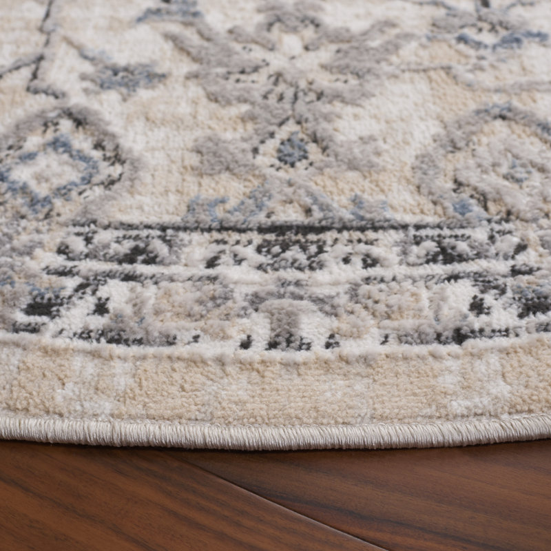 Henchy Performance Oriental Indoor/Outdoor Area Rug, Round 6'7"